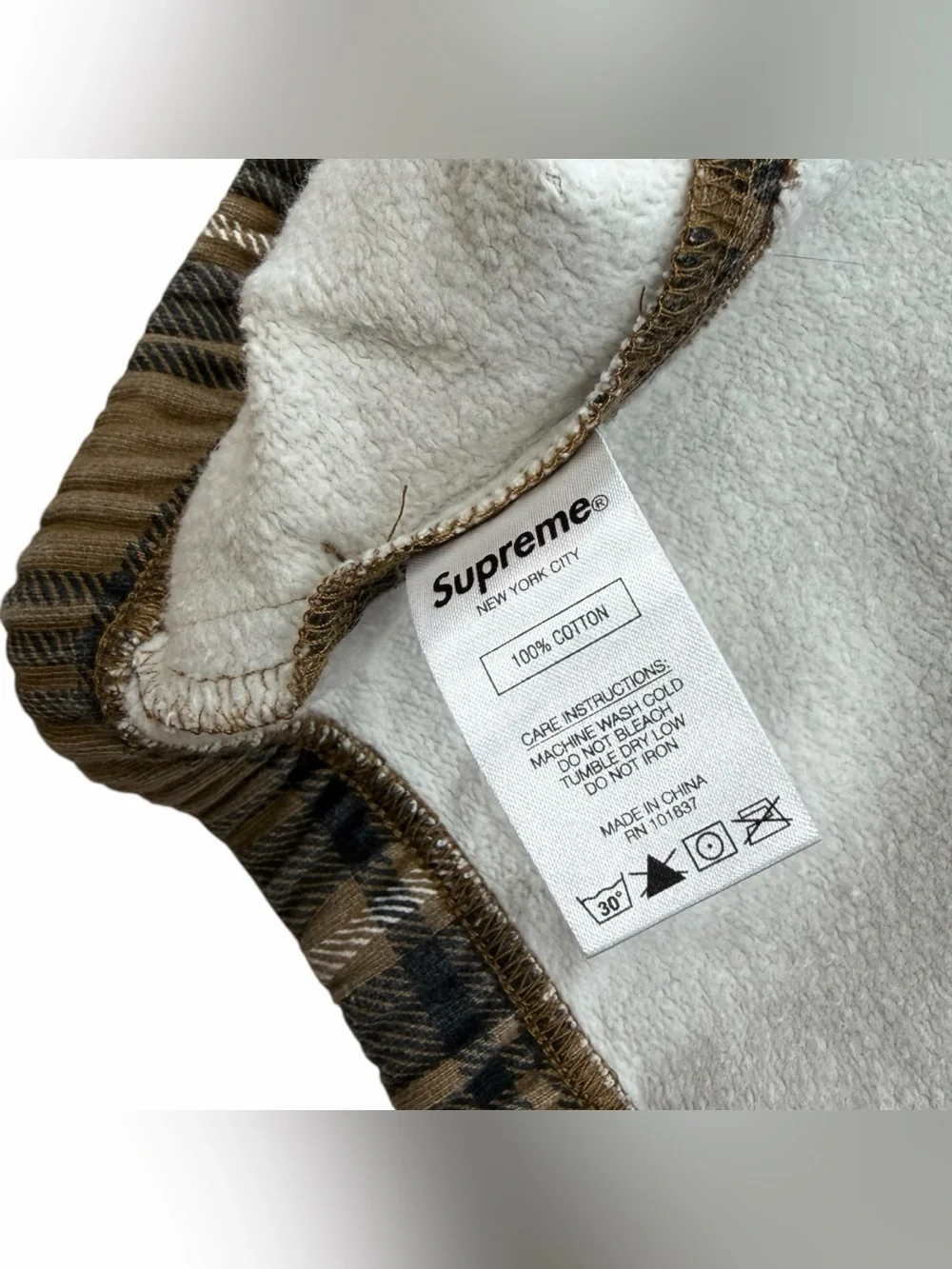 Supreme New York SS21 Mens Classic Logo Brown Plaid Cotton Sweatshorts Sz Medium